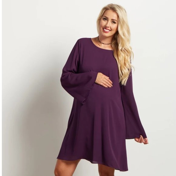 Pinkblush Dresses & Skirts - 🎉Host Pick🎉 Pinkblush Chiffon Bell Sleeve Maternity Dress NWT!!